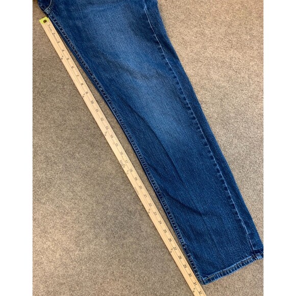 Levis 505 Jeans Mens 32x32 Straight Leg Whiskered Dark Wash Cotton Denim - Picture 6 of 9